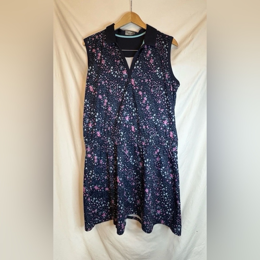 Callaway Opti-Dri Sleeveless Golf Dress Blue Floral Sz XL